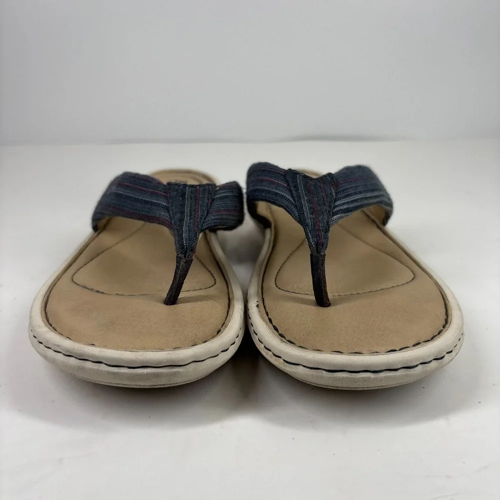 Born‎ Liselotte Women's US 7M Navy Fabric Leather Comfort Slip-On Thong Sandals